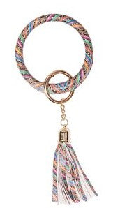 Leopard Serape Tassel Key Ring Bracelet