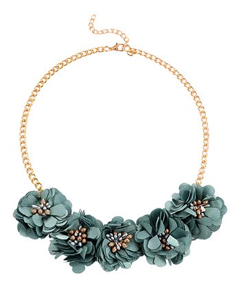 Blue Green Floral Statement Necklace