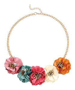 Multi Color Floral Statement Necklace