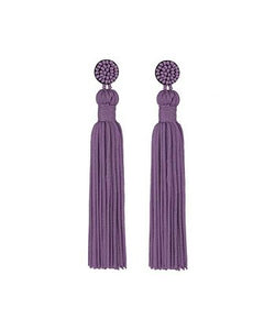 Beaded Purple Tassel Earrings