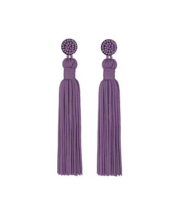 Beaded Purple Tassel Earrings