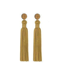 Beaded Mustard Tassel Earrings