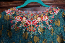 Load image into Gallery viewer, Embroidered Turquoise 3/4 Flare Sleeve
