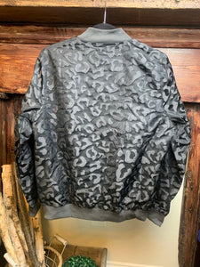 Black Leopard Jacquard Bomber Jacket